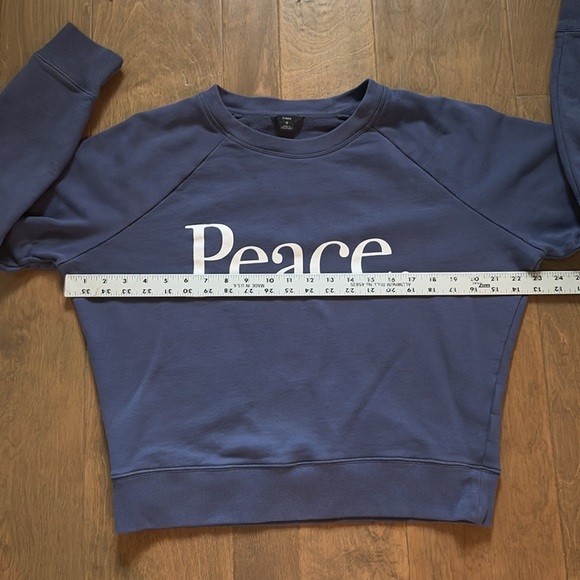 J Crew Peace Women’s Crop Sweatshirt Blue Size Small - Picture 3 of 7